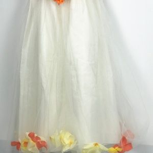 White  Multi Colors Floral Petals Flow Dress